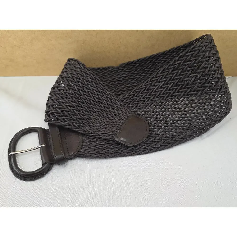 Banana Republic wide braided waist belt in dark espresso brown Size XS
